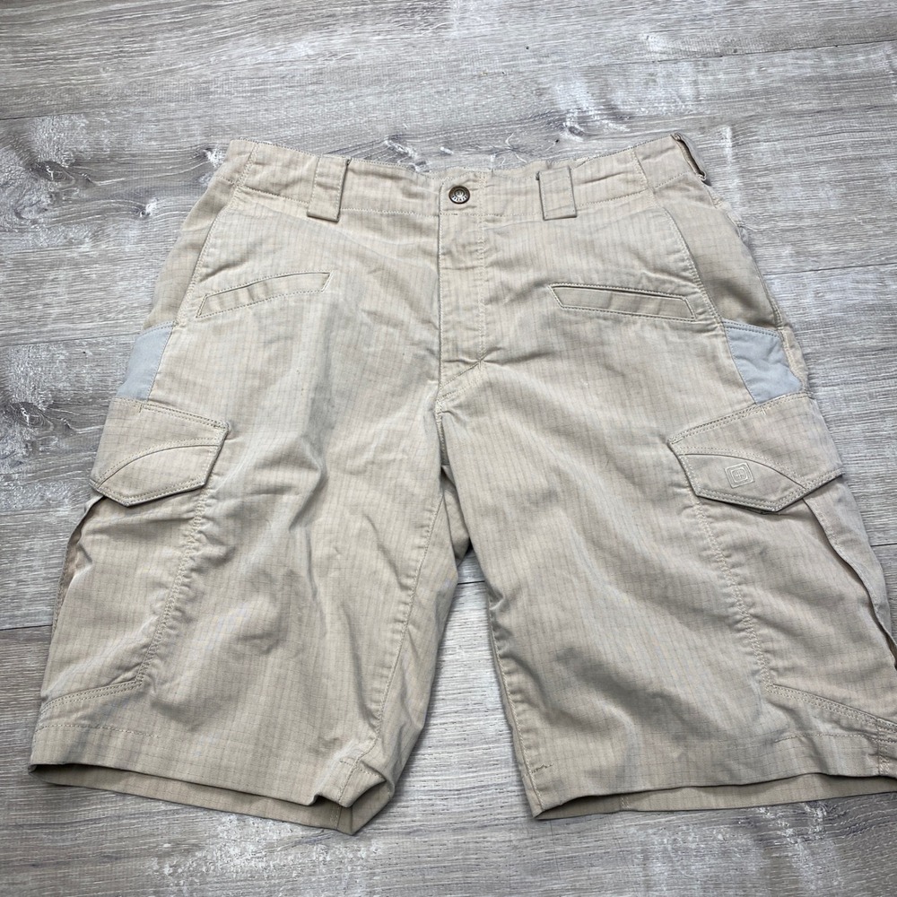 5.11 Tactical Cargo Shorts Mens 30 Tan Ripstop Multi-Pocket Outdoor Work 73327